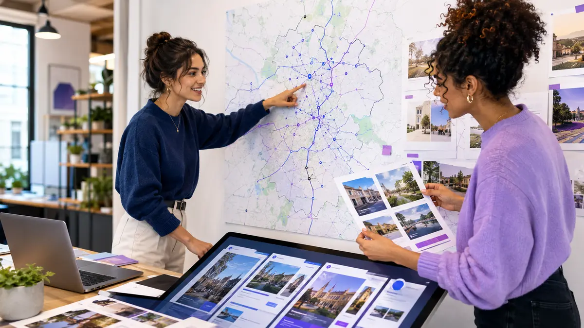 Équipe préparant des pages locales distinctes par ville