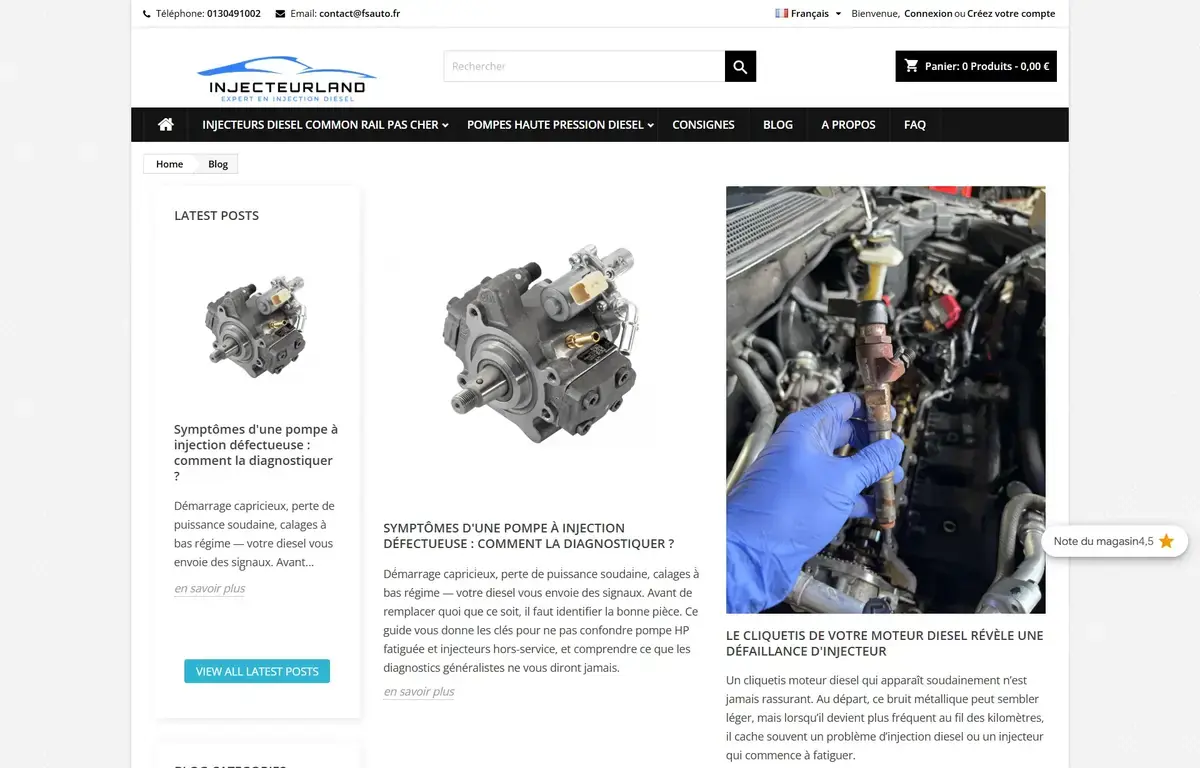 Aperçu du site Injecteurland
